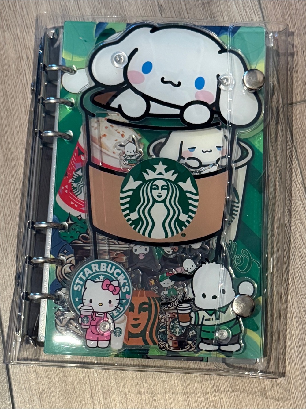 Starbucks-Themed Shaker Notebook with Cute Character Accents